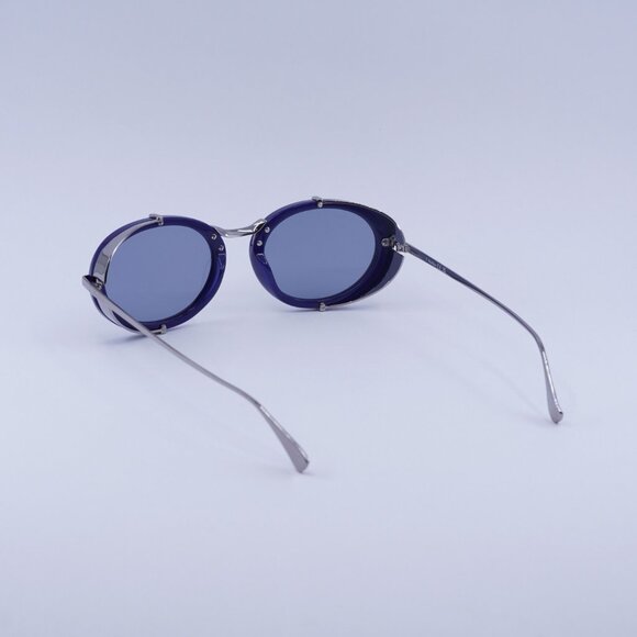 MaxMara SELMA MM0103 90X Sunglasses Blue/Silver Oval Frame - Picture 4 of 11
